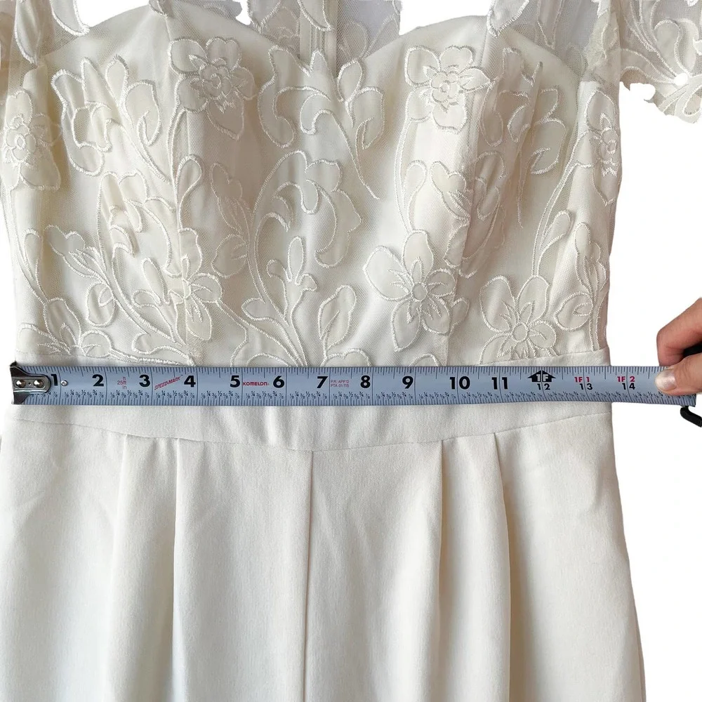 Eliza J Ivory Lace Cream Jumpsuit Women Size 4 - Picture 14 of 15